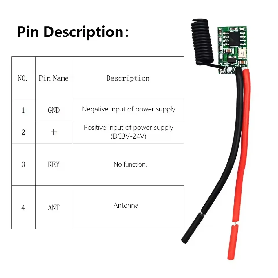 433 Mhz Wireless DC 3,6 V-24 V Fernbedienung Schalter 1 CH RF Sender Modul 433,92 MHZ relais Empfänger LED Licht Controller Kit – Detail 13