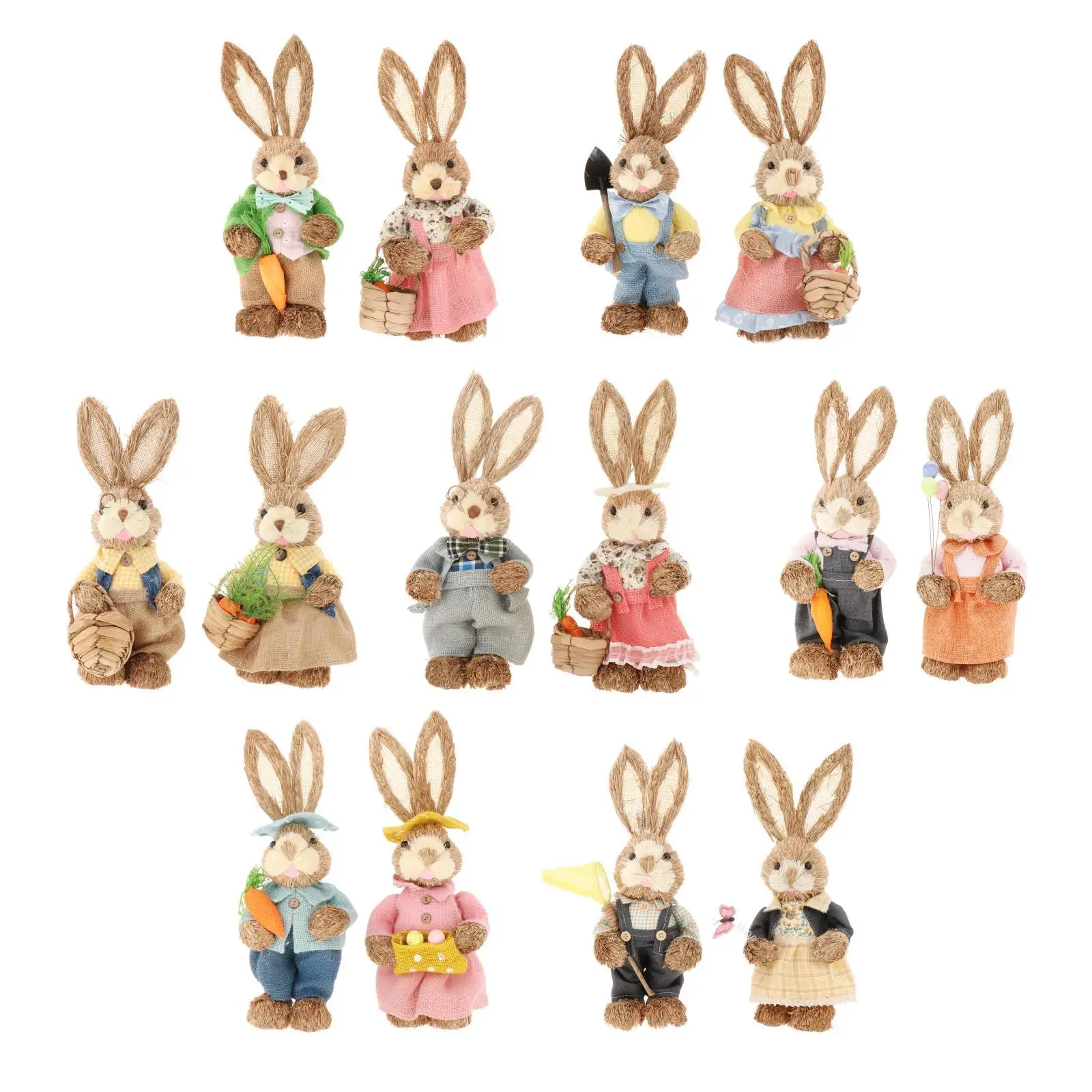 Easter Straw Bunny 35cm Party Supplies Standing Art Crafts Artificial Easter Theme Decor Bunny Figurines for top Indoor Party