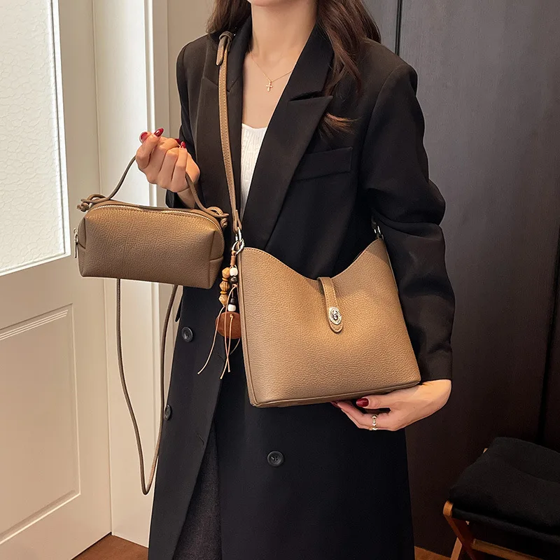 Vintage Bucket Composite Handbags for Women Crossbody Bags Designer Shoulder Bag Female Satchel Ladies Big Totes Work Commute view 3