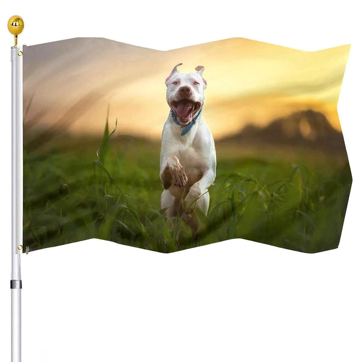 Bull Terrier Flag Cute Pet Animal Dog Flags Double Stitched Banner with Brass Grommets House Indoor Outdoor Decor for Dog Lovers