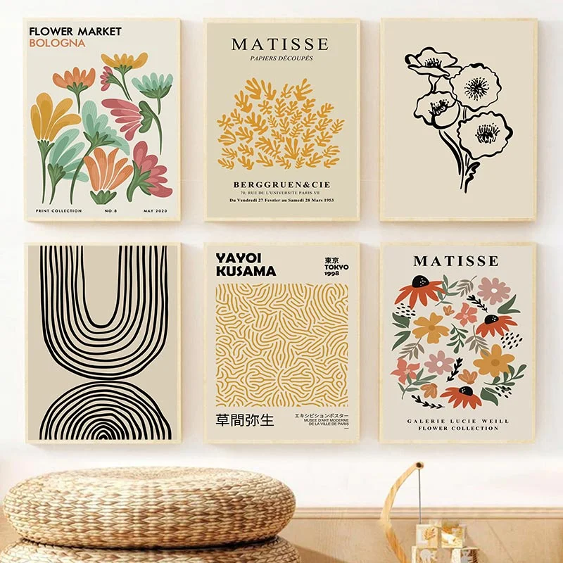 Matisse Poster Yayoi Kusama Posters and Prints Canvas Patings Flower Market Wall Art Pictures for Living Room Boho Decor