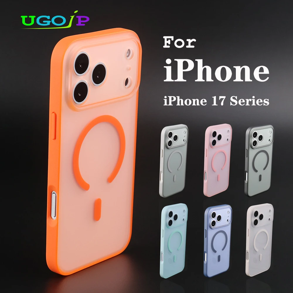 

UGOjP Magnetic Case For iPhone 17 Pro Max Frosted Phone Case For iPhone 17 Air MagSafe Wireless Charger Matte Protective Cover