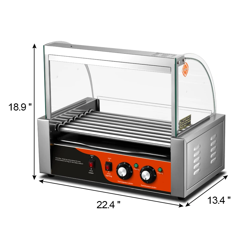 Commercial Electric Stainless Steel Hot Dog and Sausage Grill Machine 7-Roller Kitchen Kitchen Grill Oven