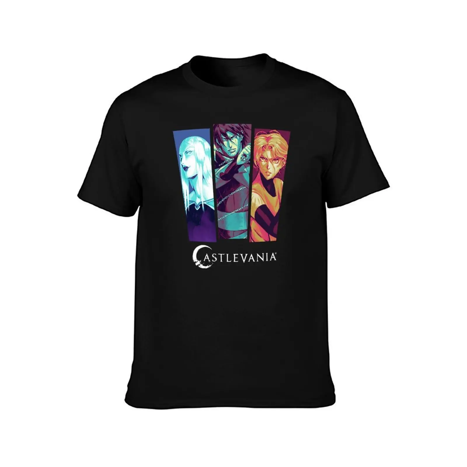 Castlevania Group Shot Pop Panels T-Shirt, Summer Casual Cotton Tee, Oversized Streetwear Tops, Vintage Graphic Print