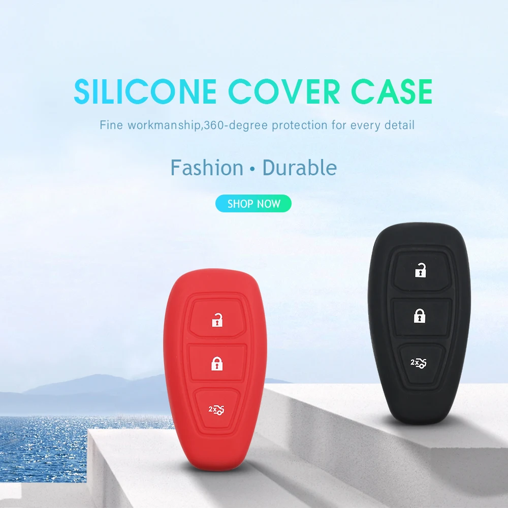 

KEYYOU Silicone Remote Car Key Case For Ford Fiesta Focus Mondeo Ecosport Kuga Titanium Protector Cover