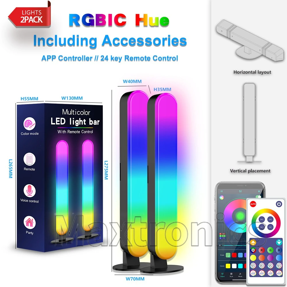 LED الموسيقى لاقط ضوء RGB الملونة الذكية بلوتوث مع جهاز التحكم عن بعد لسطح المكتب مصباح لتهيئة الجو ألعاب الكمبيوتر Esports غرفة ديكور