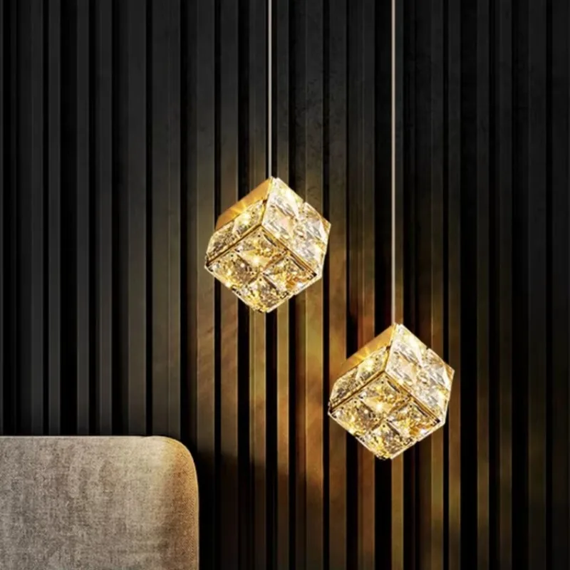 

Modern Light Luxury Crystal Bedhead Small Pendant Light Background Wall Entrance foyer Designer Bedroom Pendant Light