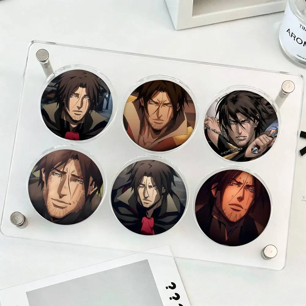 1pc Castlevania Anime Trevor Belmont Cartoon Style Badge Brooches On Backpack Decoration Round Enamel Pins For Accessorys