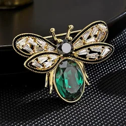 New Shiny Green Crystal Brooches For Women Luxury Insect Rhinestone Brooch Pins Jewelry Dress Suit Accessories Wedding Gifts