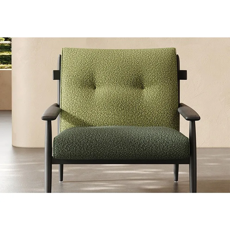 Italian minimalist modern villa living room sofa chair, apartment bedroom leisure chair, balcony retro solid wood sofa chair