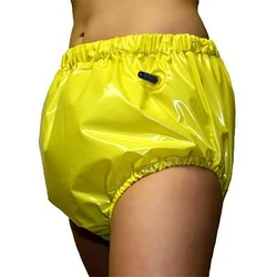 Yellow Inflatable Sexy Latex Diaper Shorts Cover With Elastic Band Nozzles Rubber Loosely Underpants Underwear Pants DK-0274