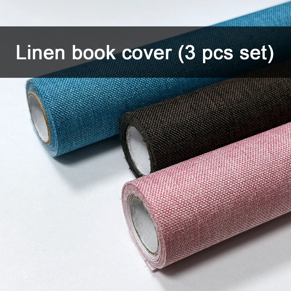 40x100cm Linen Book Cover Cloth – 3 Mixed Color Rolls, Paper Backed for Photo Album, Scrapbook, Book Binding & Craft Projects