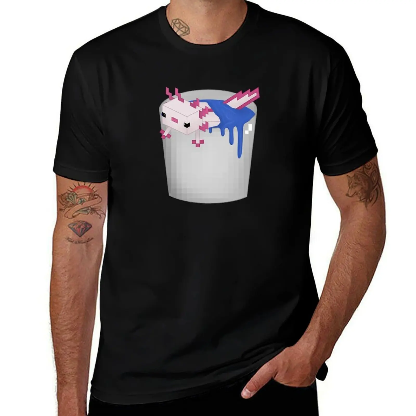 Axolotl in Bucket T-Shirt t shirts for man slim fit T-Shirt