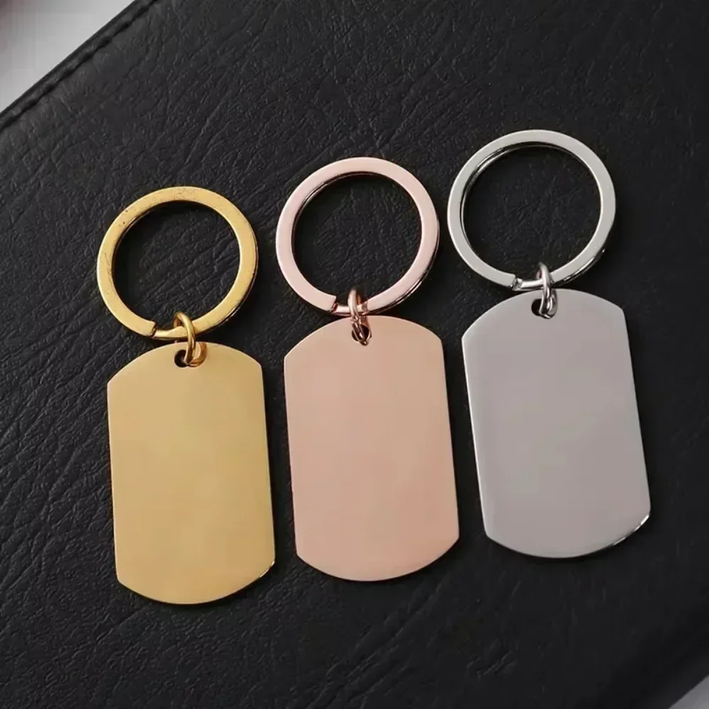 50PCS 25PCS Customized LOGO Name Stainless Steel Keychain Laser Carving Pendant Motorcycle Car Keyring Key Ring Chain Gift