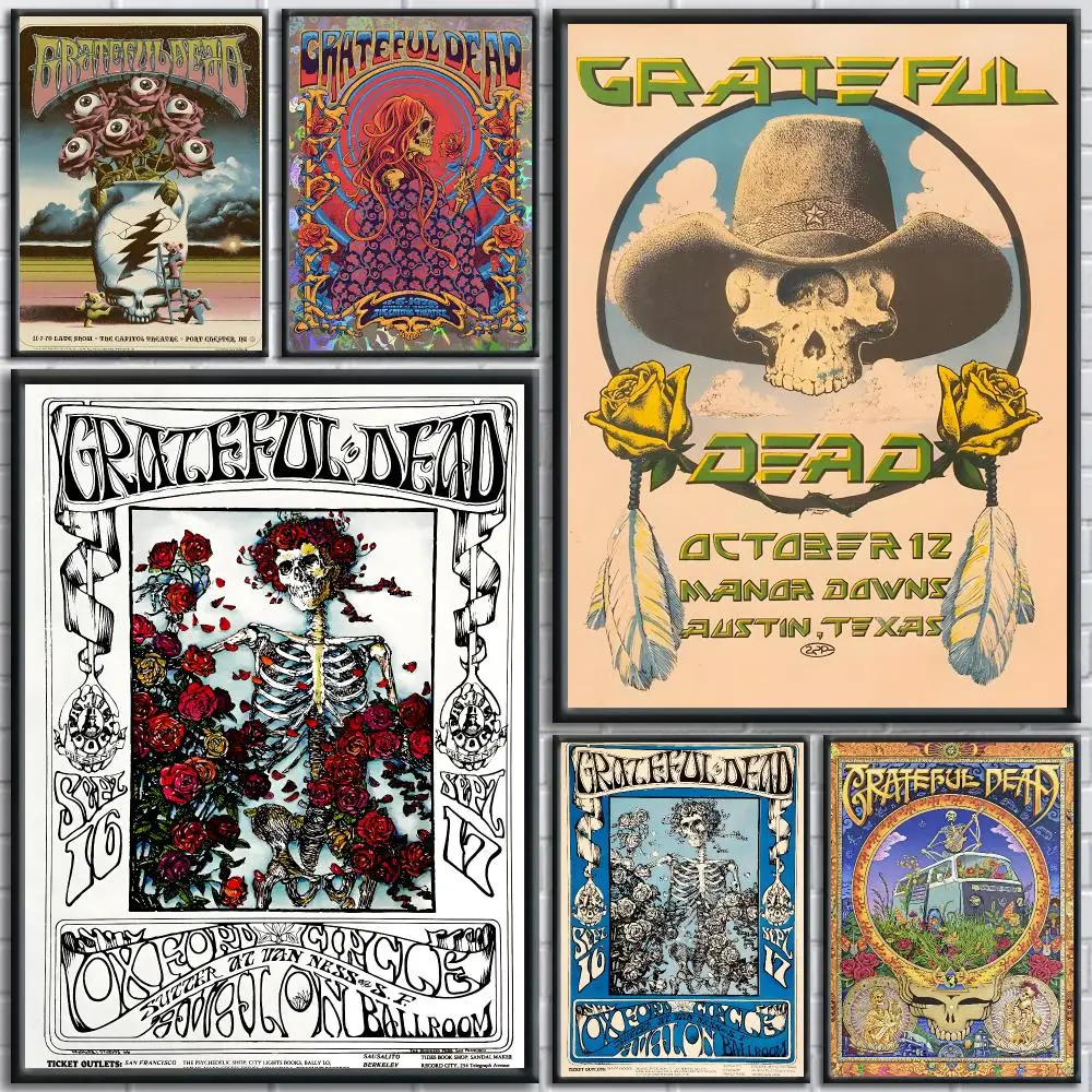Grateful Dead Band Retro Psychedelic Poster Painting Prints Wall Art Picture Film Room Home Bar Cafe Decor Home  Mural