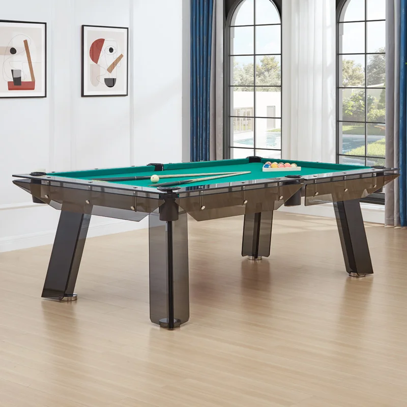 Italian Luxury Crystal Glass Billiard Table, Home Standard Commercial American Black 8 Crystal Tempered Glass Table Tennis