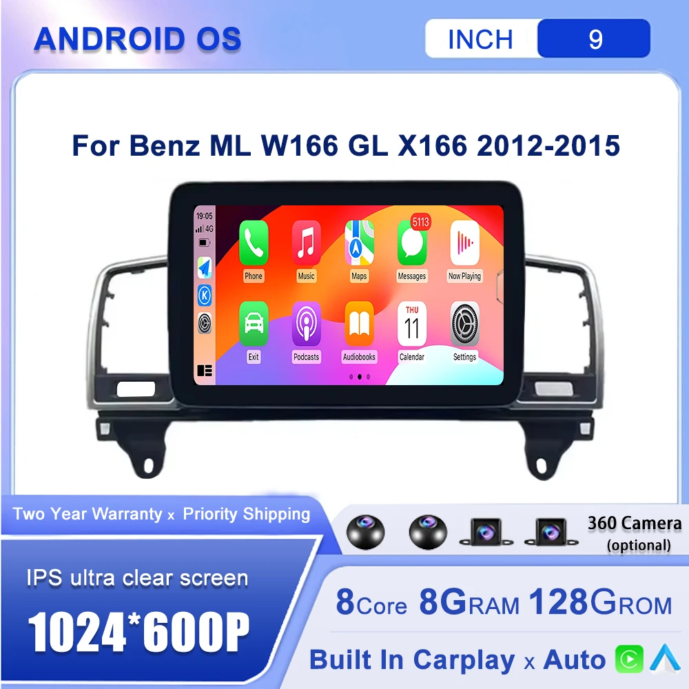 

BT Wi-Fi Carplay Auto 9 "для Mercedes Benz ML W166 GL X166 2012-2015 автомобильный Raido GPS-навигатор мультимедийный плеер Видео беспроводной