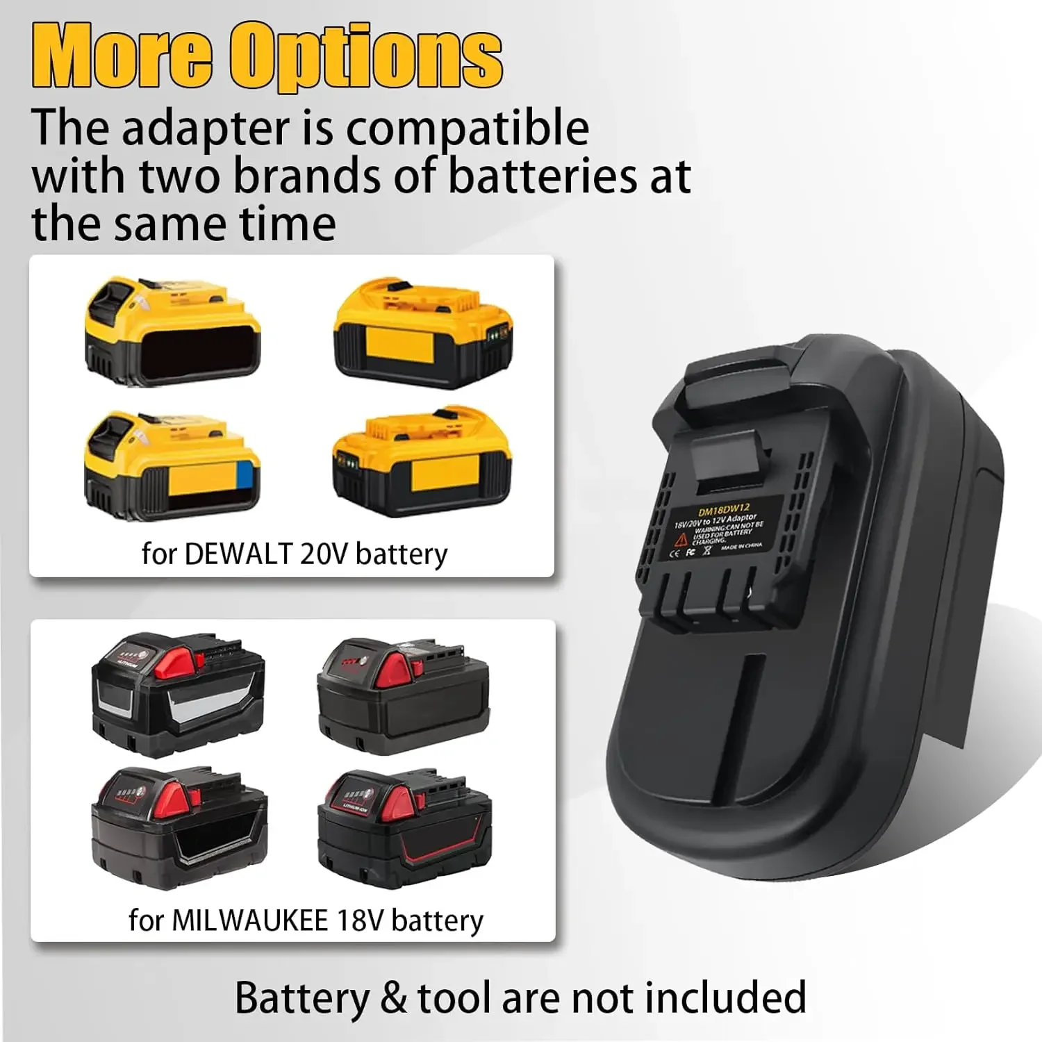 Battery Adapter for Dewalt 20V to 12V Power Tools DM18DW12 Adapter Converter for Dewalt 20V for Milwaukee 18V to for Dewalt 12V