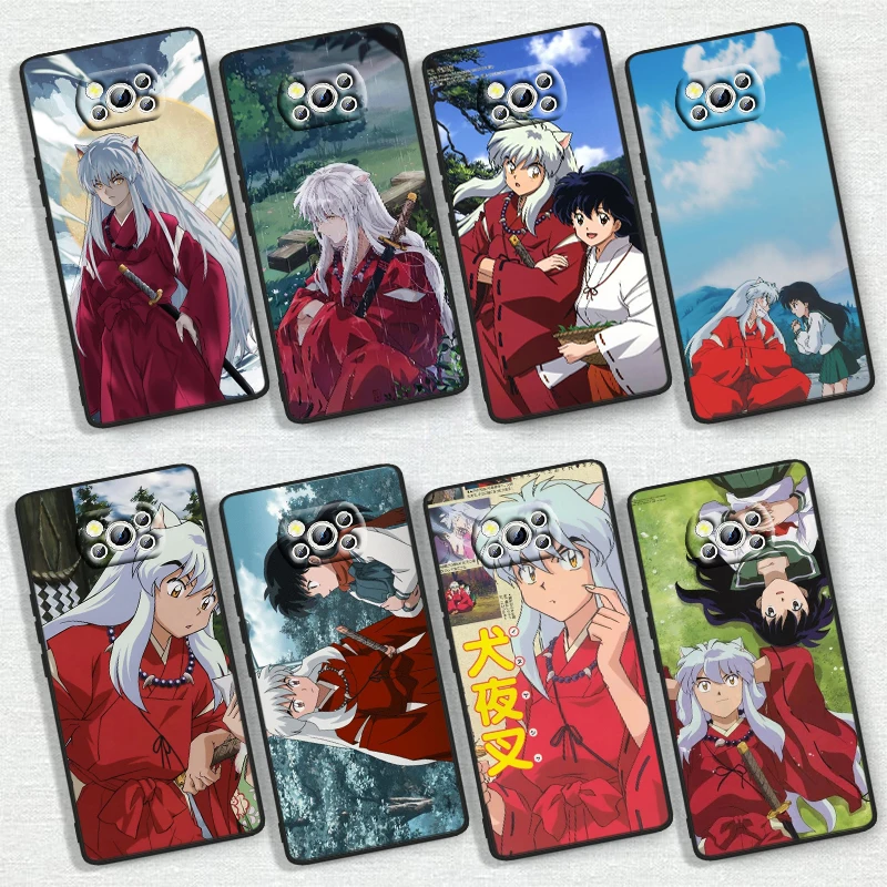 Anime InuYasha Cool For Xiaomi Poco X6 X5 X4 X3 F4 F3 NFC M6 M5 M4 GT S Pro 4G 5G C65 Black Soft Phone Case