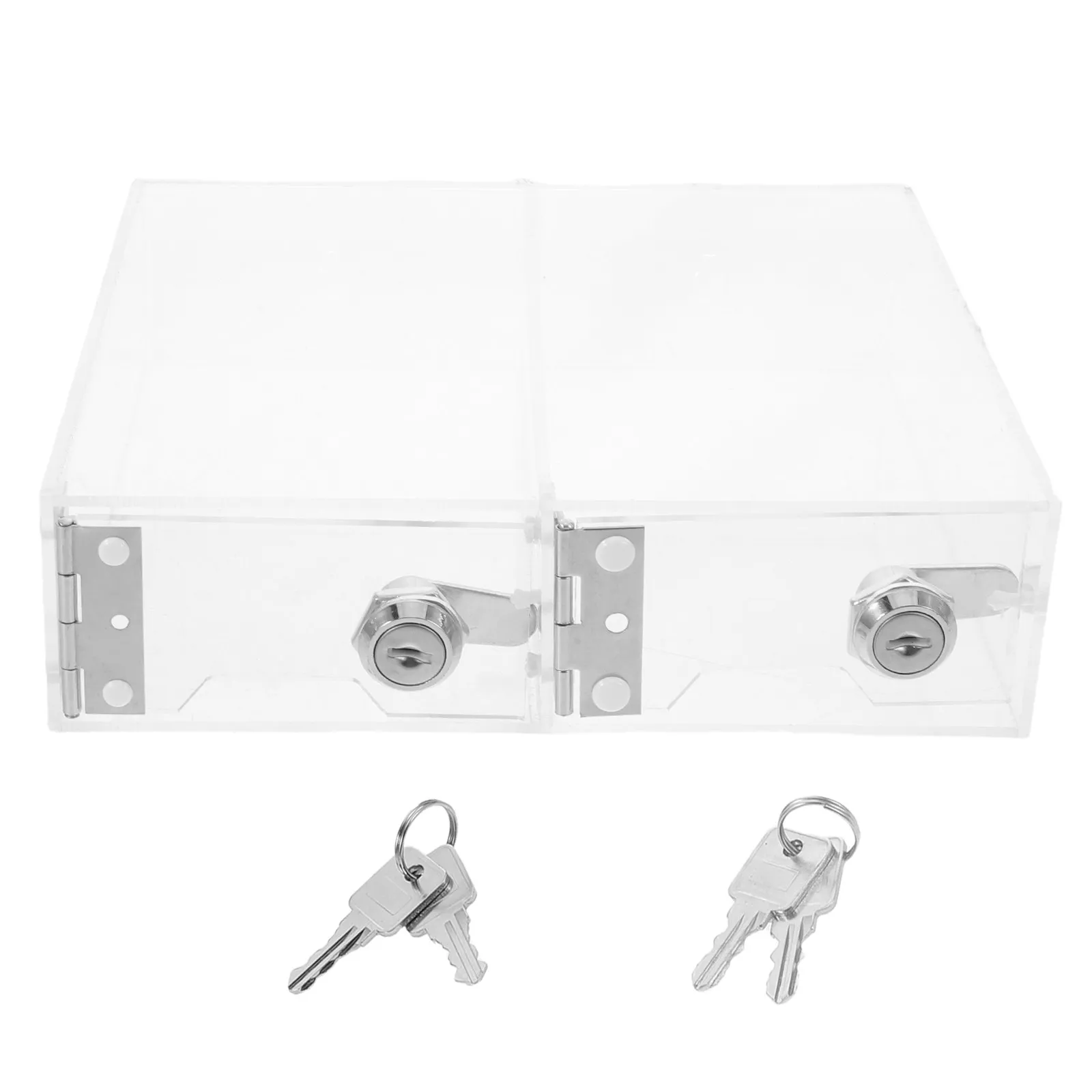 2-Slot Lockable Transparent Desktop Storage Cabinet Acrylic Construction for Cell Phone Storage Locker Box Office Document