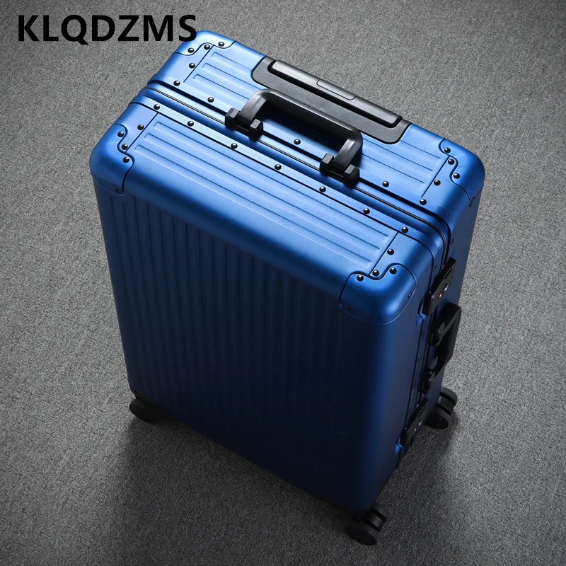 KLQDZMS 20''24 pulgadas equipaje de alta calidad totalmente de aleación de aluminio y magnesio cubierta de carrito caja de embarque Universal maleta rodante