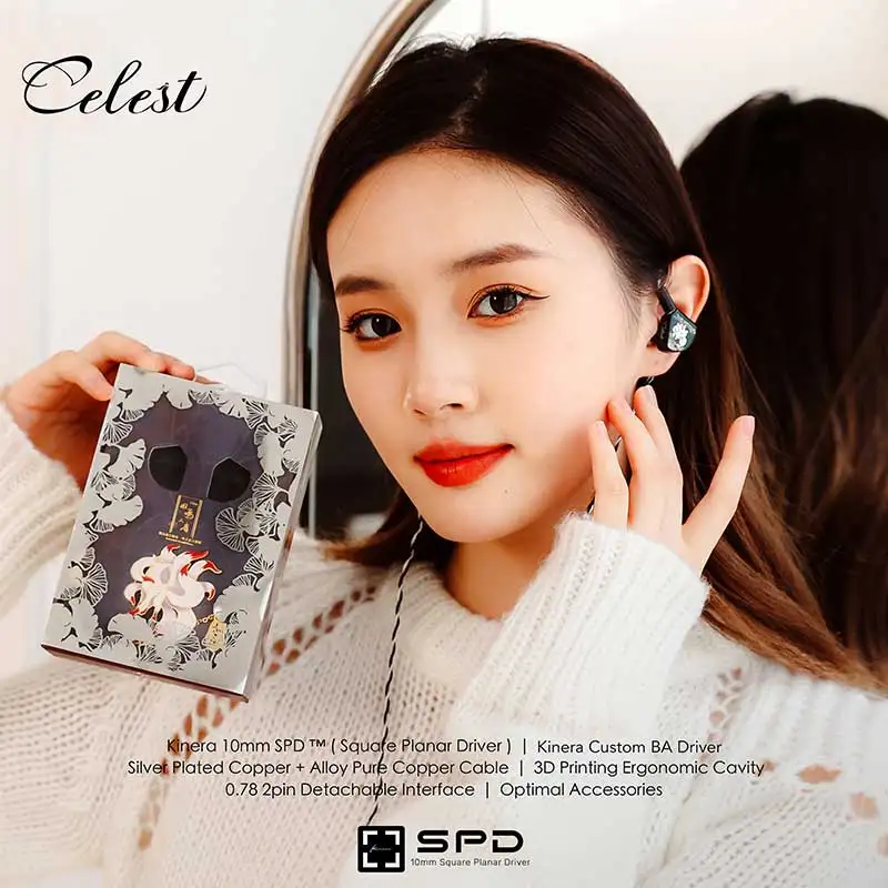 Kinera Celest Gumiho Best Hifi In Ear IEMs Earphones Monitor 10mm Square Planar Driver + 1BA Unit Tuning with Detachable Cable