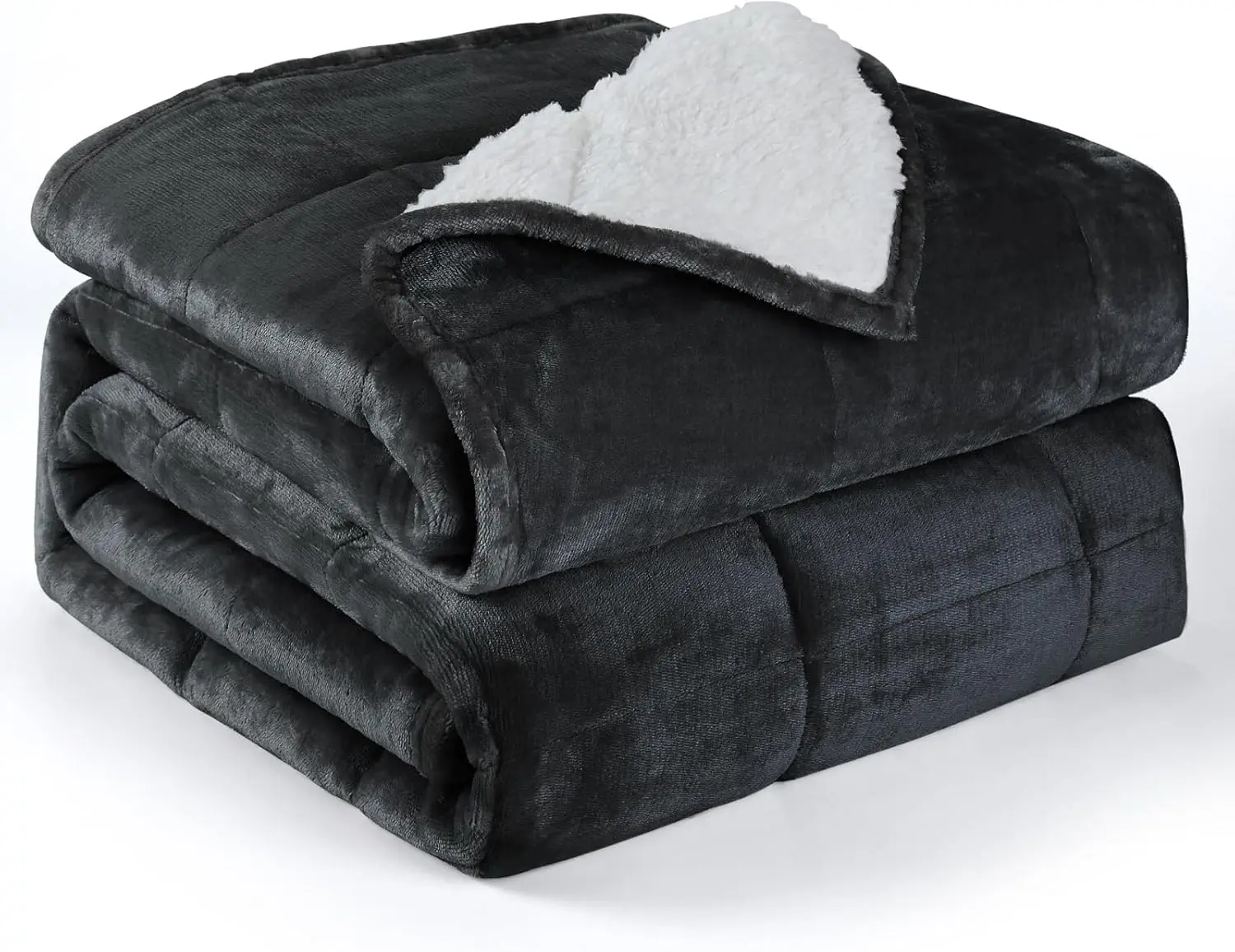 

Queen Size 20lbs Weighted Blanket with Soft Plush Fleece, Cozy Sherpa for Sofa Bed in Dark Grey