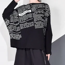 Fashion Women's Blouse Shirt Spring Letter Printed O Neck Long Sleeve Shirts Casual Loose Office Ladies Pullover Tops Plus Size