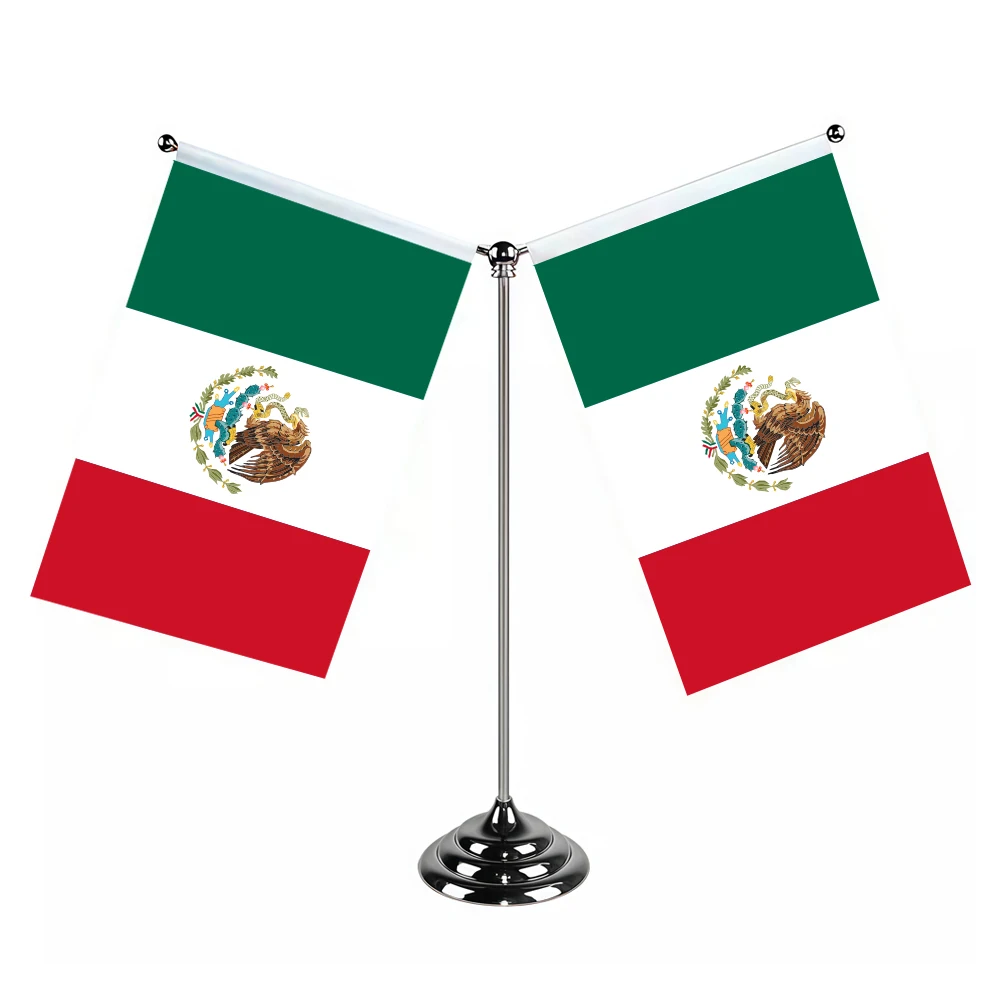 Aerlxemrbrae Metal Stand  14x21cm  Office Desk Flag of Mexico Flag Polyester Mexico Flag National Flag Country Banner