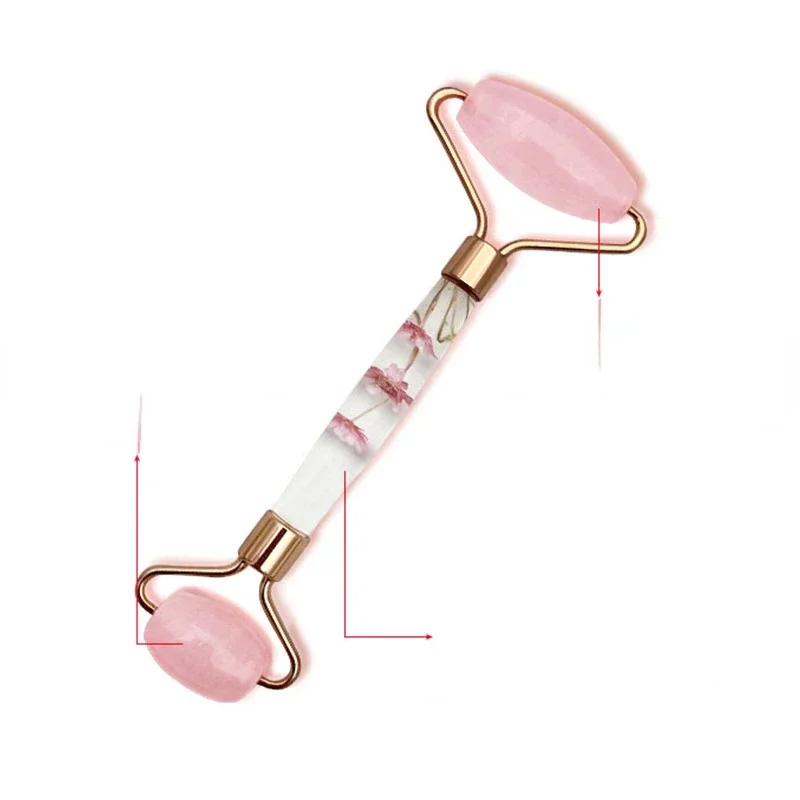 顔の痩身とリフティング、しわの除去、スキンケアツール - 天然アメジスト翡翠ローラーストーンフェイスローラーマッサージャー