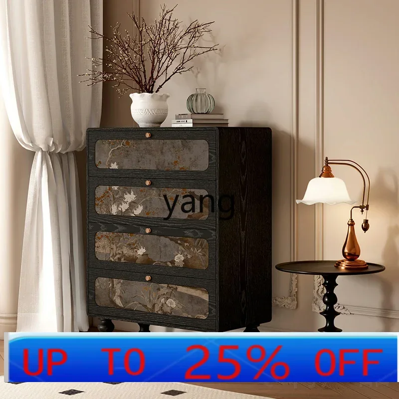 

LHH solid wood four-chest cabinet household drawer bedroom bedside storage living room wall storage