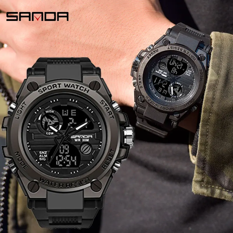 SANDA G style Men Watches Military Sports Quartz Electronic Watch Waterproof Double Display Digital Wristwatch Relogio Masculino