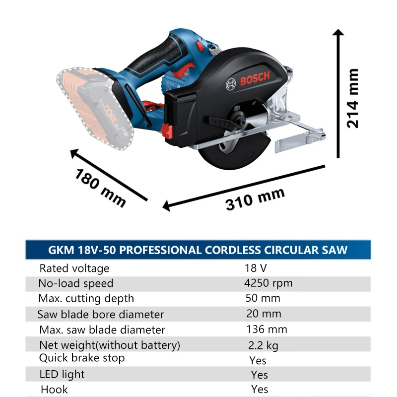 Bosch GKM 18V-50 Cordless Electric Circular Saw 136mm Blade Professional Metal Cutting Machine 18V Power Tool Body