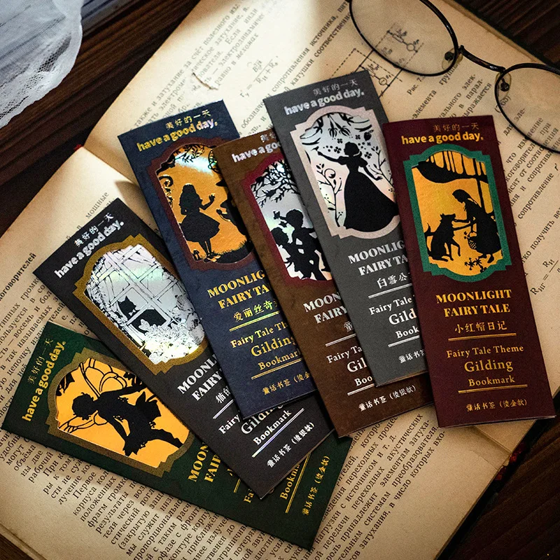 3Pcs Bookmark Stories Moonlight Fairy Tale Book Mark Metal Bookmark School Office Supplies