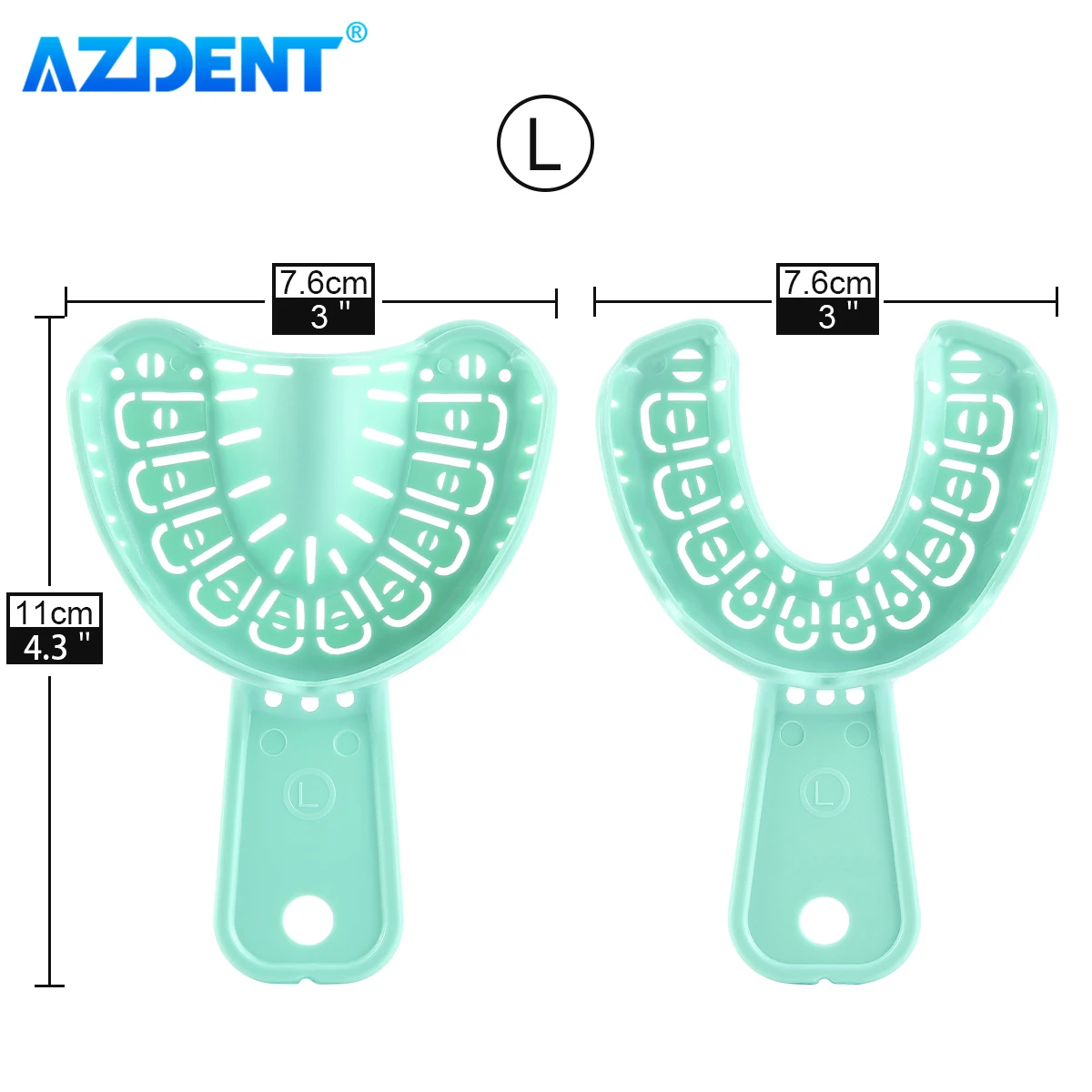 3 Pairs Dental Implant Tray AZDENT Green Full Mouth Impression Trays Removable Partial Mold Large Medium Small Dentistry Tools