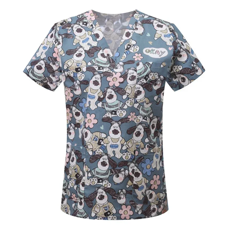 Damska odzież do karmienia Wysokiej jakości top z nadrukiem Akcesoria Lekarze Mundur medyczny Szpital Pielęgniarka Salon kosmetyczny Scrubs Top Women