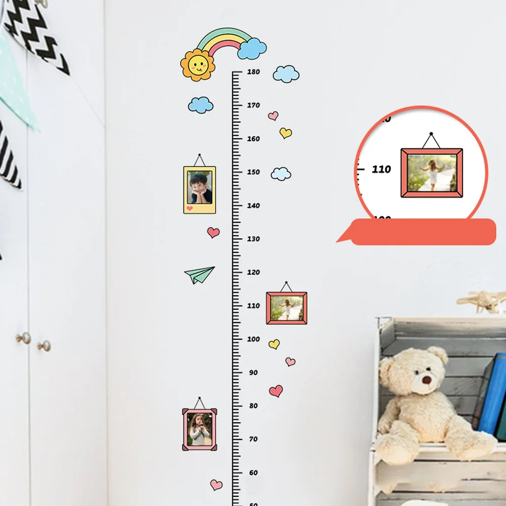 

2Pcs Removable PVC Height Chart Sticker Cartoon Growth Wall Decal for Kids Room Bedroom Kindergarten Educational Use