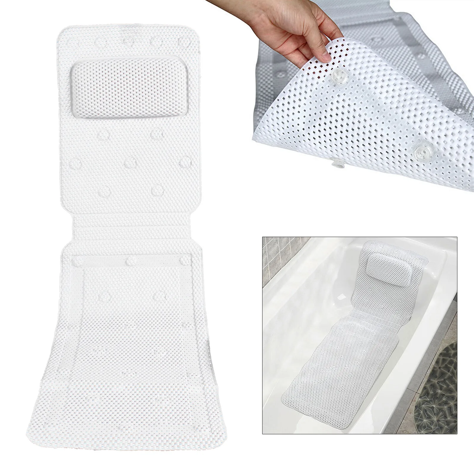 

Коврик для ванной Подушка для ванны Коврик для ванны всего тела Нескользящая подушка для спа Белая подушка для ванны для головы, шеи, спины