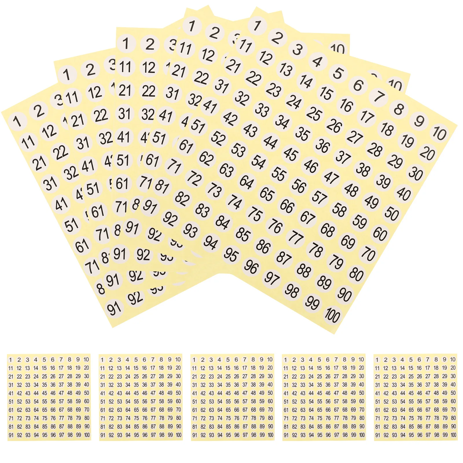 15 Sheets Sticker Digital Stickers Circle Nail Number Copper Plate Self-adhesive