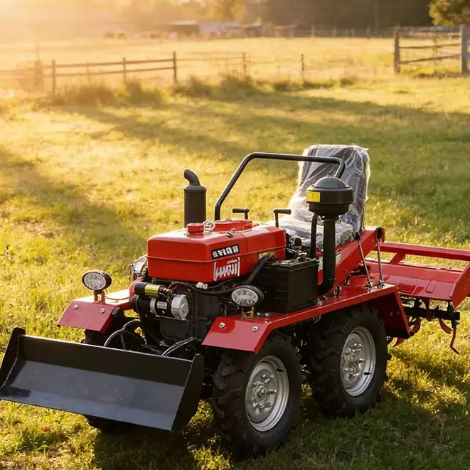 Customized Easy Control Four Wheel Tractor with Wheel Type Cultivator & Four Wheel Rotary Tiller