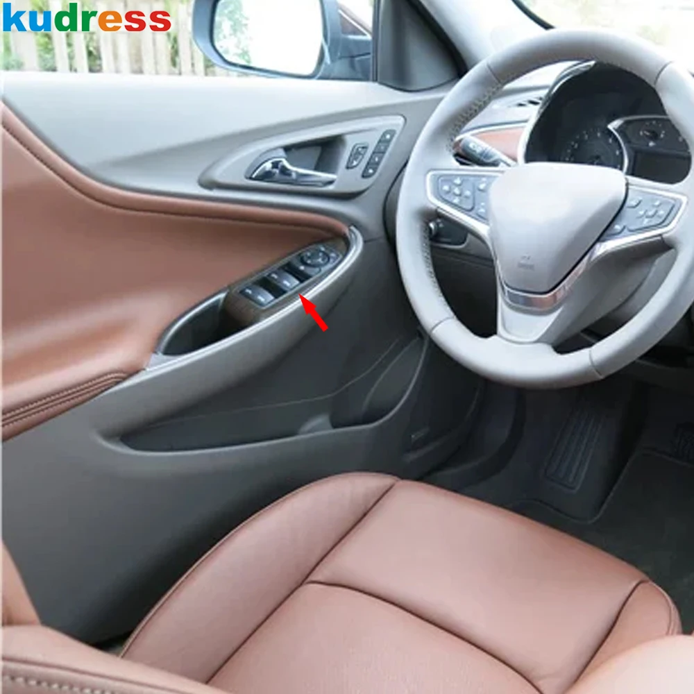 Car Inner Door Armrest Window Lift Switch Button Panel Cover Trim For Chevrolet Malibu 2016 2017 2018 Steel Interior Accessories