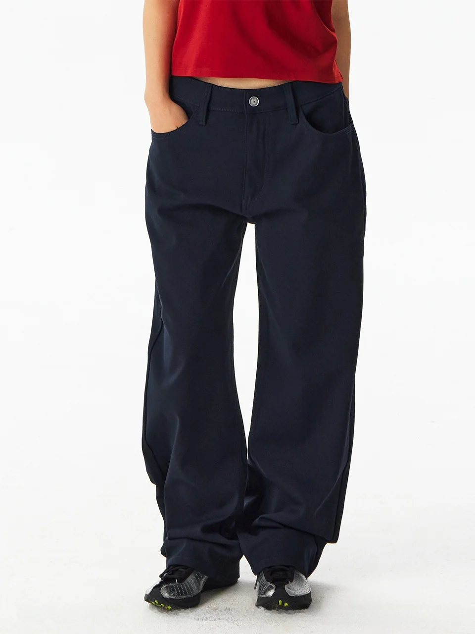 Quick Dry Workwear Straight Leg Short Hip God Pants mid Waist Sports No Restriction Crying Center Polyester Fiber Casual Pants