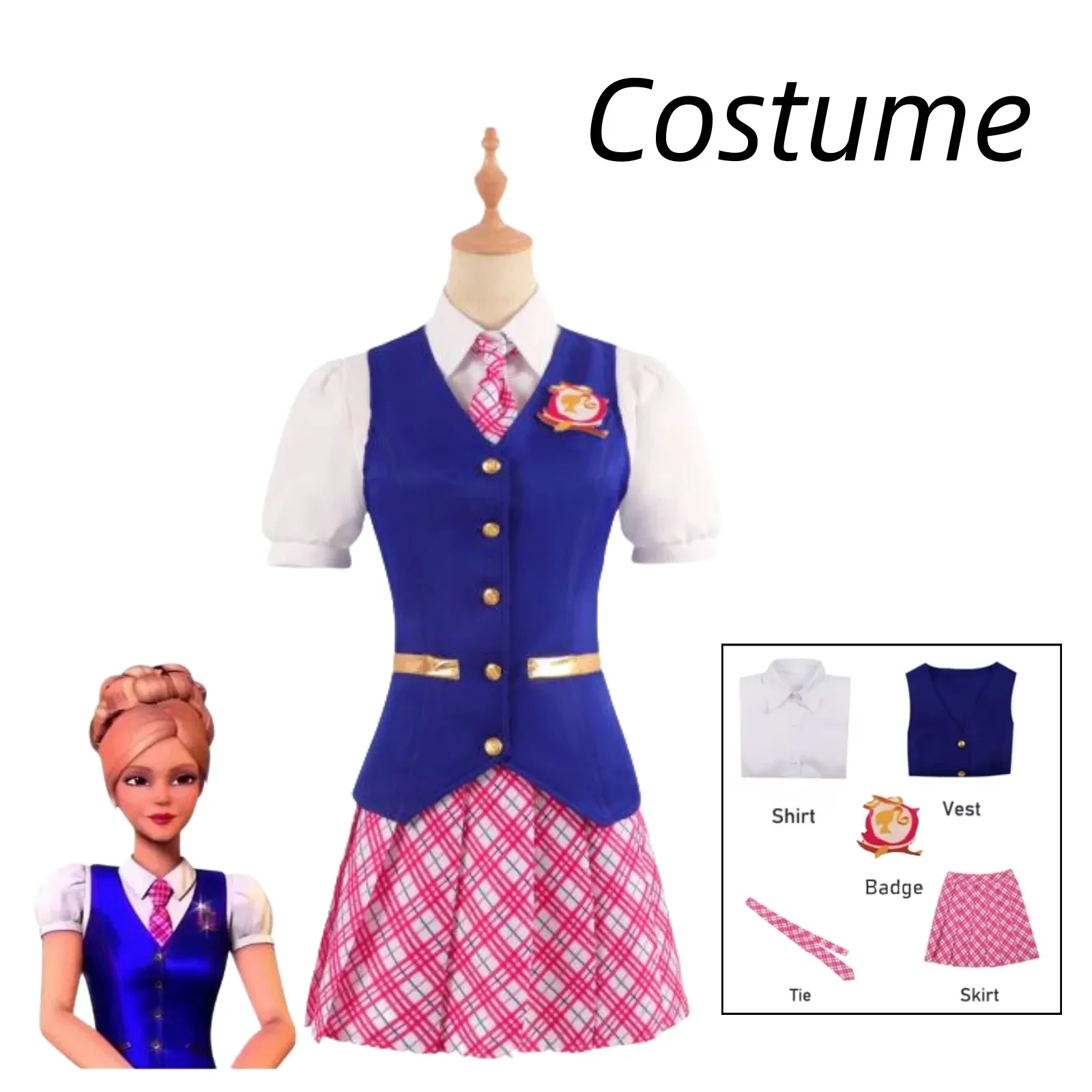 CosplayHalloween carnaval fiesta película Barbiee Cosplay disfraz encanto princesa vestido Delancey Devin mujeres traje mujer escuela Unif