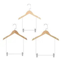 Wood Suit Coat Hangers Underwear Bra Clothespin 360 Degree Swivel Hook