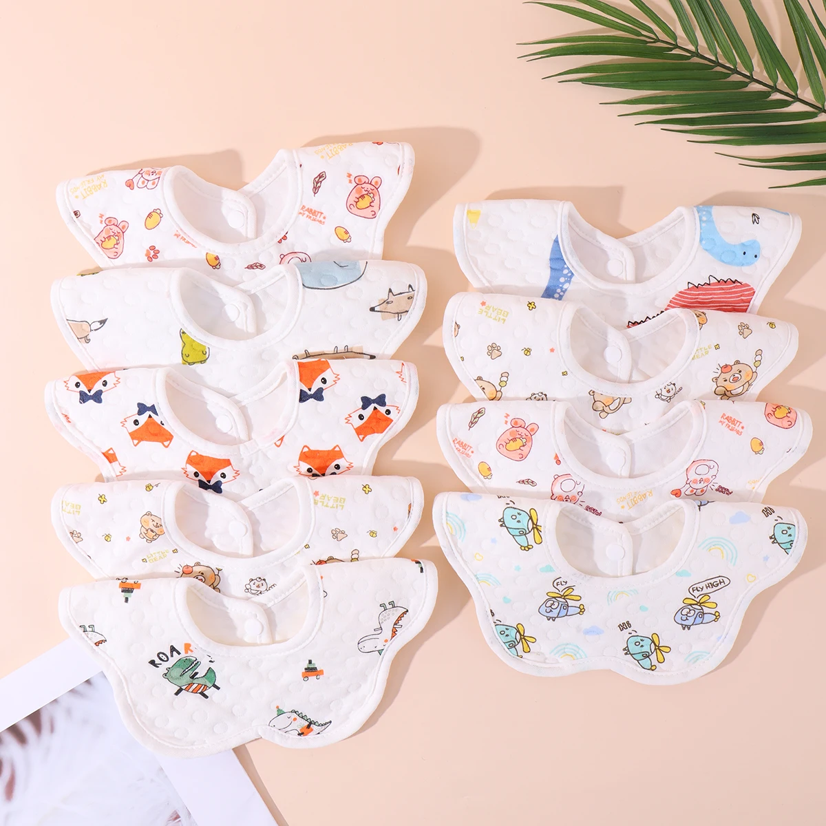 2/3pcs Baby Feeding Bibs 6 Layers Cotton Petal Infants Saliva Towel Summer Newborn Toddler Soft Burp Cloth Kid Bib 360 Degree