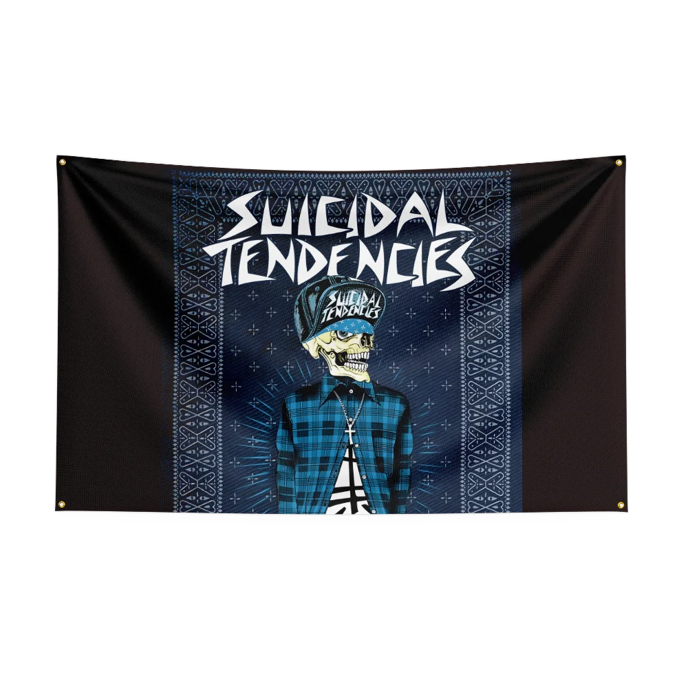 3X5 Ft S-Suïcidal-Tendencys Zware Rockband Vlag Polyester Digitale Drukbanner Voor Slaapkamer Kunst Aan De Muur Buiten Het Wandtapijt