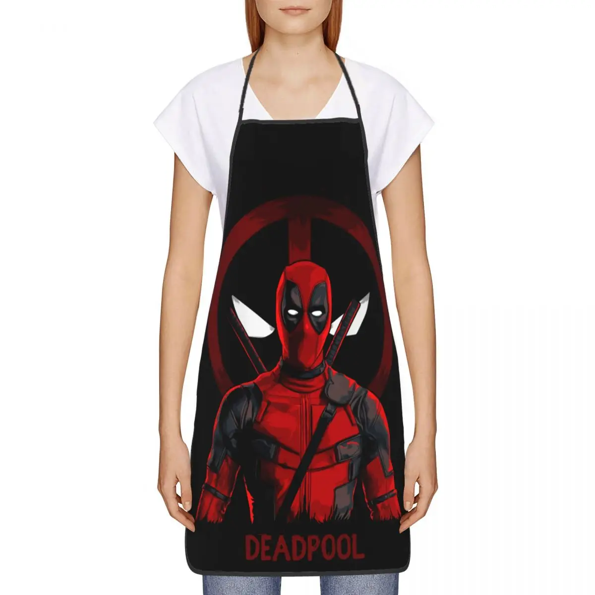 Custom Bib Deadpool Apron for Men Women Unisex Adult Chef Kitchen Cooking Tablier Cuisine Baking