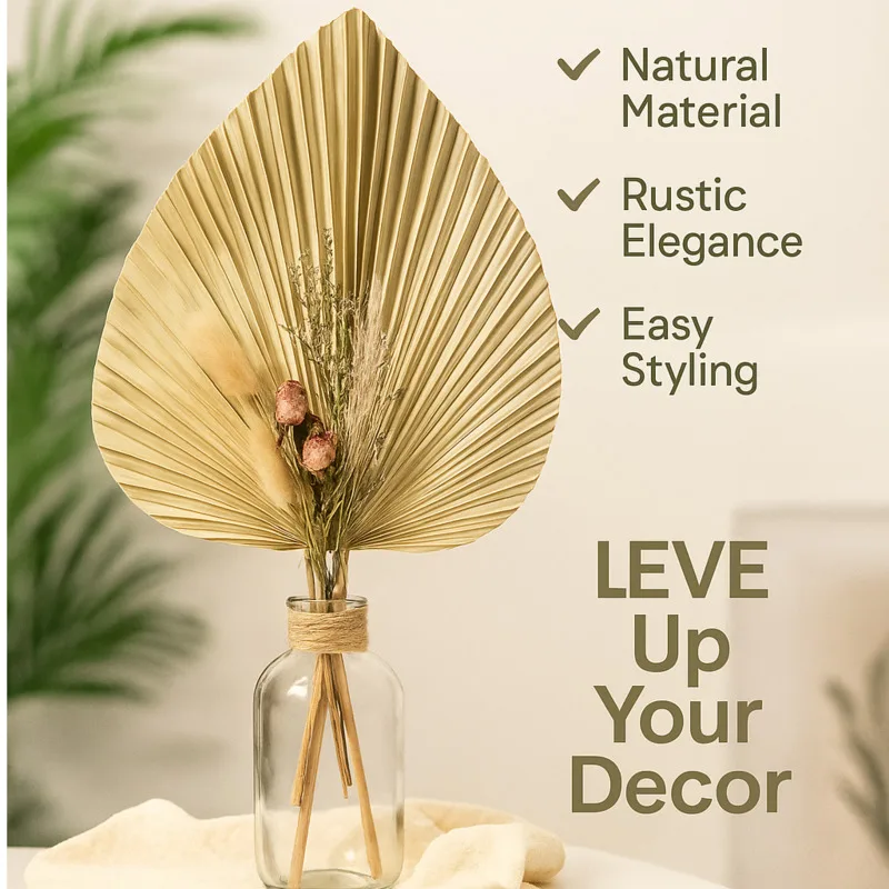 

Natural Palm Fan Leaves – Mini Dried Plant Stems For Home Decor, Boho Floral Design, DIY Wedding Table Accents