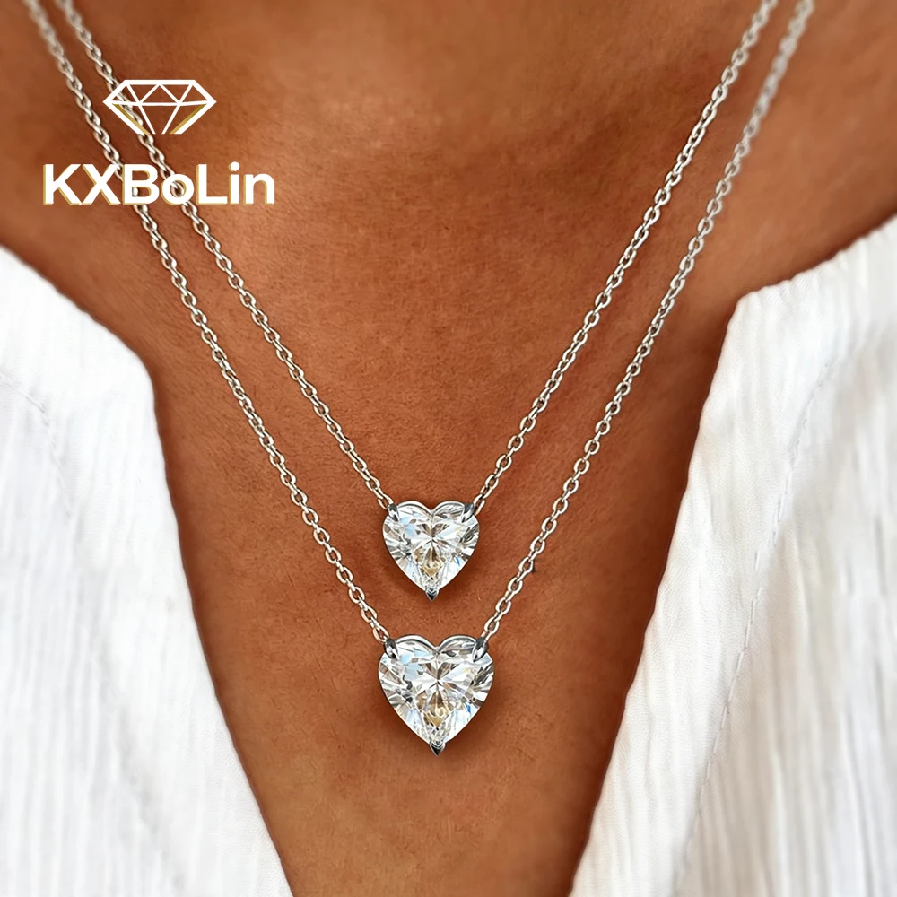 

Heart Cut Moissanite Pendant Necklace with Certificate 1/2Carat Solitaire Diamond Necklaces S925 Silver Fine Jewelry for Women