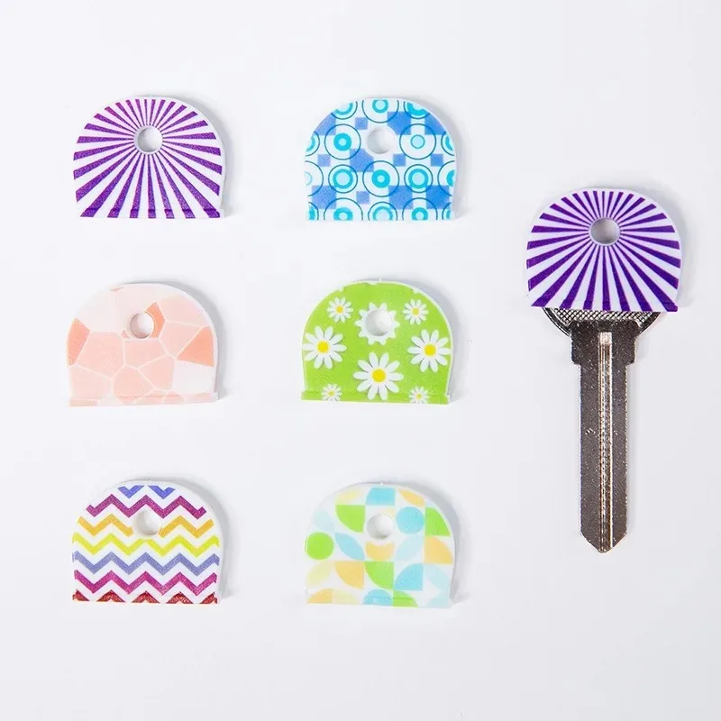 10 Anti Slip Key Protection Covers, Silicone Key Recognizer, Circular Floral Pattern, Durable Home Keychain Accessories